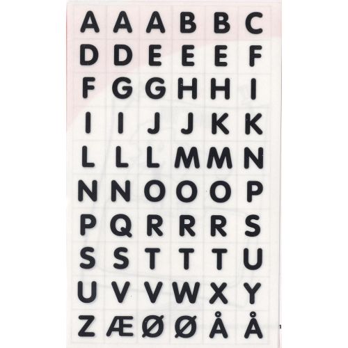 STICKERS ALFABET SORT/HVID MED Æ,Ø,Å. BSB