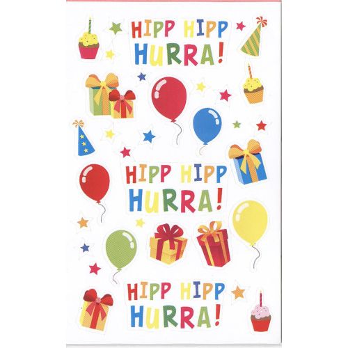 STICKERS FØDSELSDAGDAG. HIP HIP HURRA. BSB
