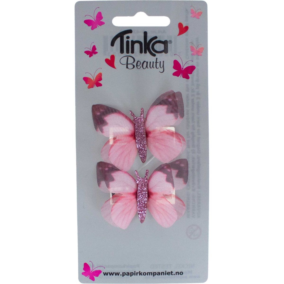 HÅRCLIPS ROSA SOMMERFUGLE 2 STK TINKA BEAUTY HÅRCLIPS ROSA SOMMERFUGLE 2 STK TINKA BEAUTY