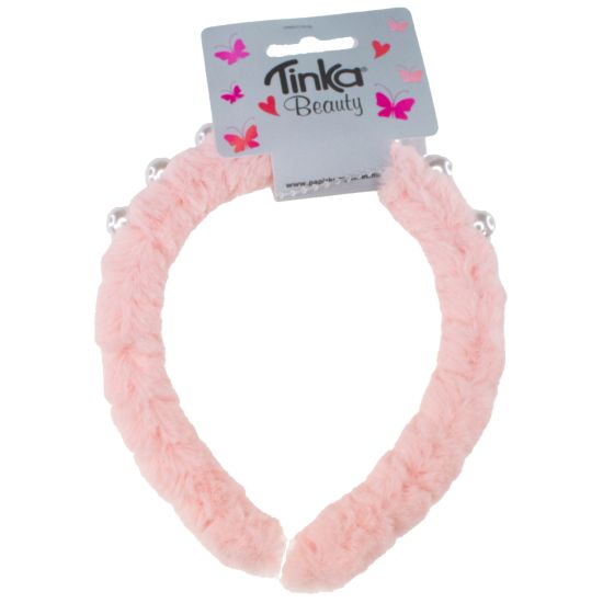 HÅRBØJLE PINK PLYS M/PERLER TINKA BEAUTY HÅRBØJLE PINK PLYS M/PERLER TINKA BEAUTY