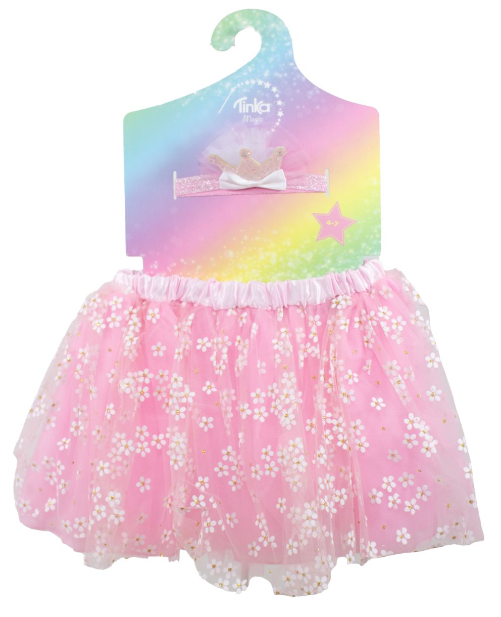 SKØRT OG HÅRPYNT LILLA/ROSA M/STJERNE TINKA MAGIC