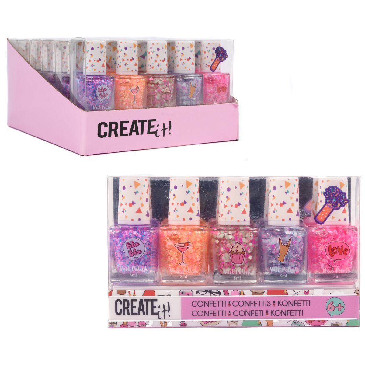 NAIL POLISH CONFETTI 5-PACK DISPLAY CREATE IT!	