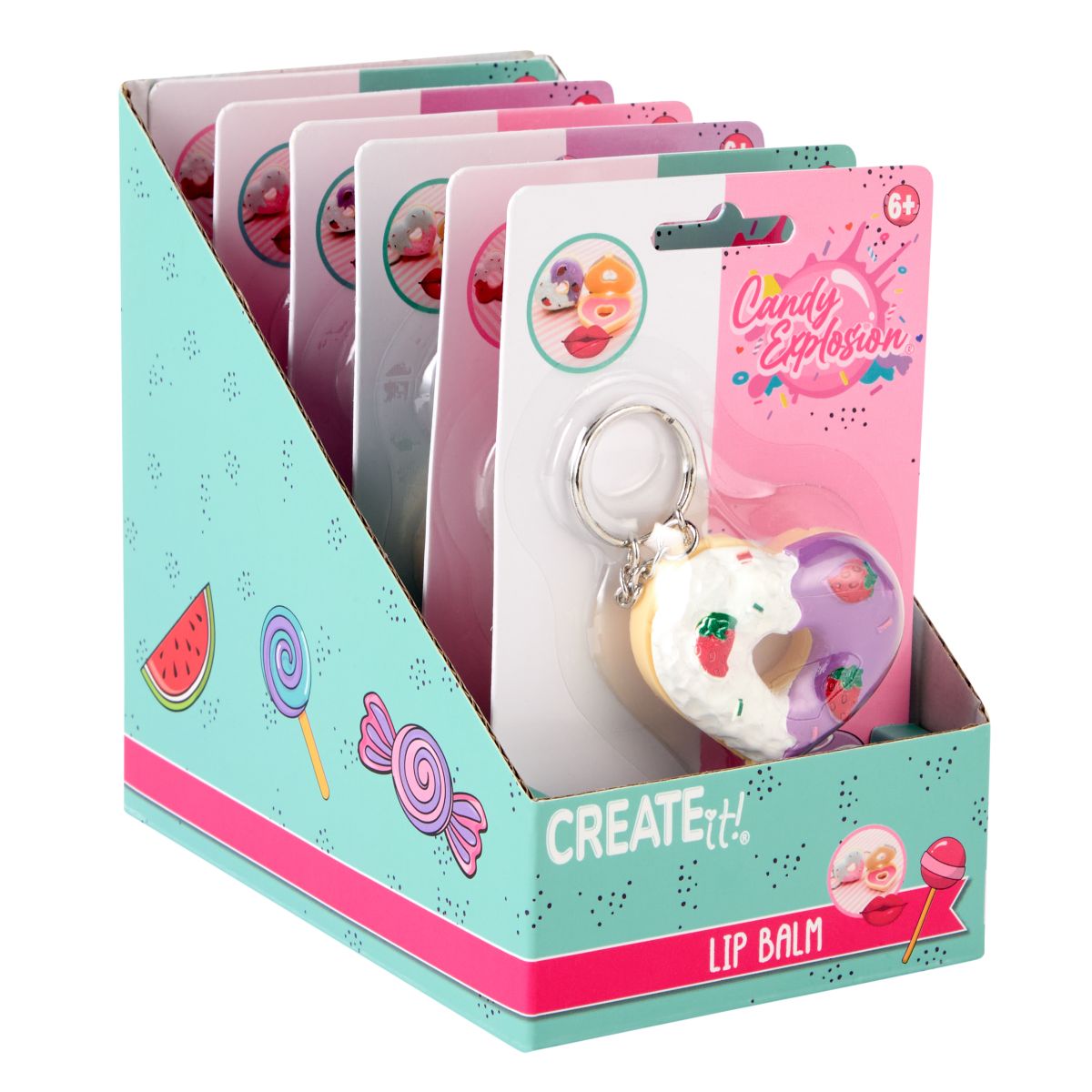 PAKKE (6PK) LIPBALM DONUT CANDY EXPLOSION 3ASS CREATE IT!*** 