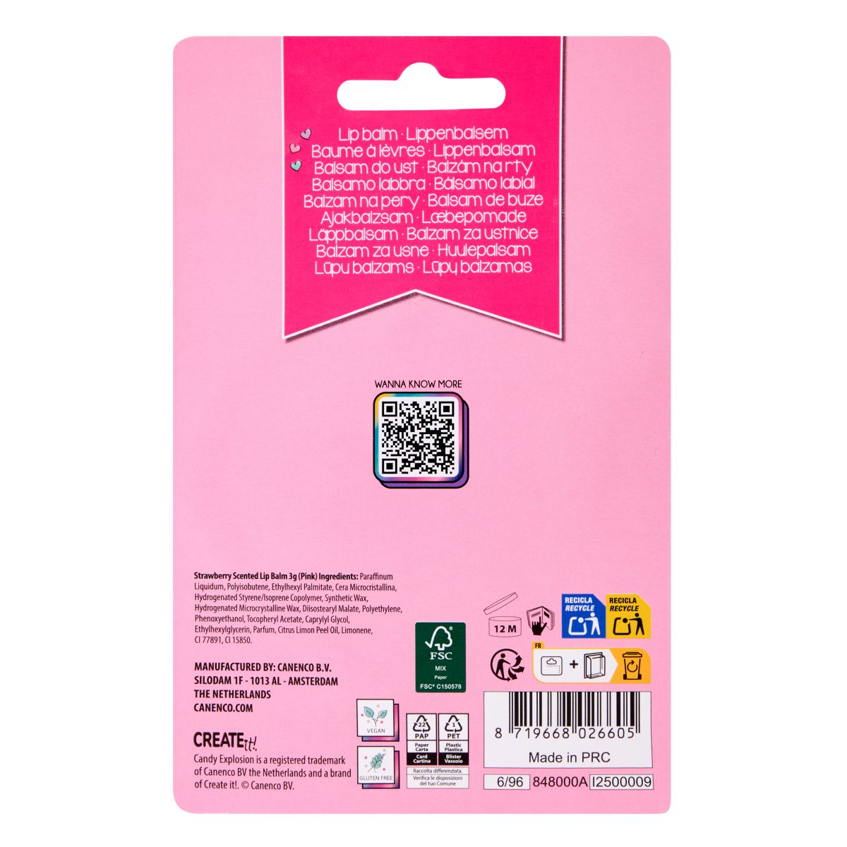 PAKKE (6PK) LIPBALM DONUT CANDY EXPLOSION 3ASS CREATE IT!*** 