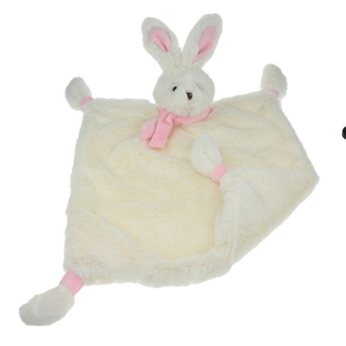 SUTTEKLUD KANIN M/TØRKLÆDE CREME/ROSA. 30X30CM