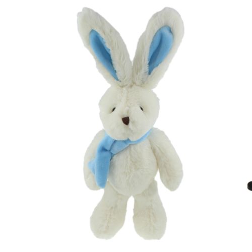 KANIN M/TØRKLÆDE CREME/BLÅ 25CM. TINKA BABY