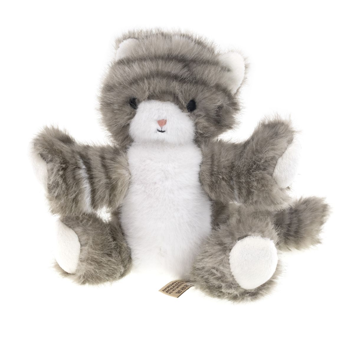 KAT GRÅ M/STRIBER 20CM TINKA PLYS