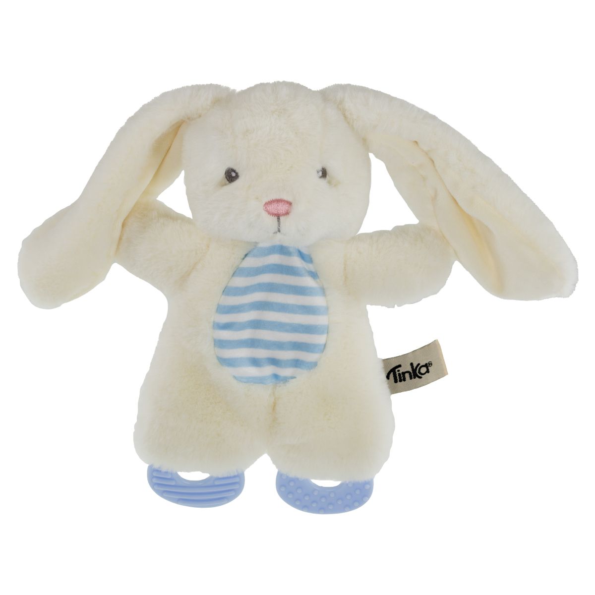 NUSSEKLUD BUNNY HVID/BLÅ M/BIDERING 25CM TINKA BABY
