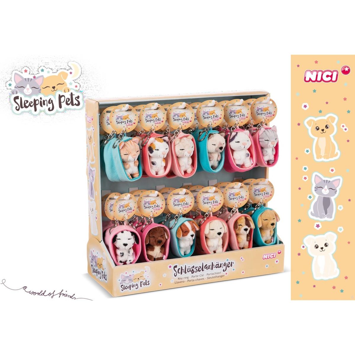 NØGLERINGE SLEEPING PETS ASSORTMENT 12X3 NICI